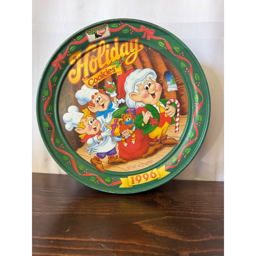 Vintage 1996 Keebler Holiday Cookies Tin Ernie the Elf Christmas Collectible 10"